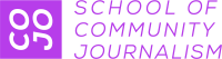 School of Community Journalism logo (CoJo School purple)
